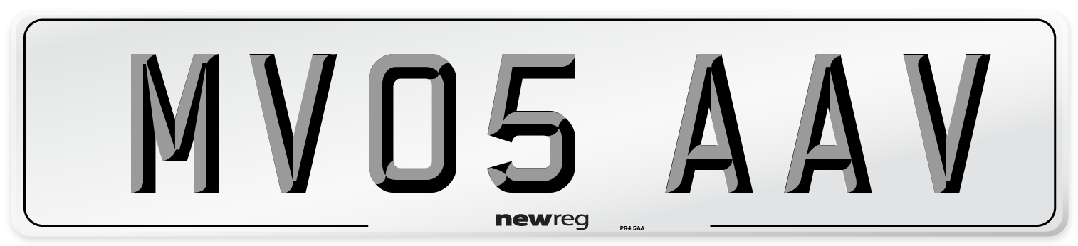 MV05 AAV Number Plate from New Reg